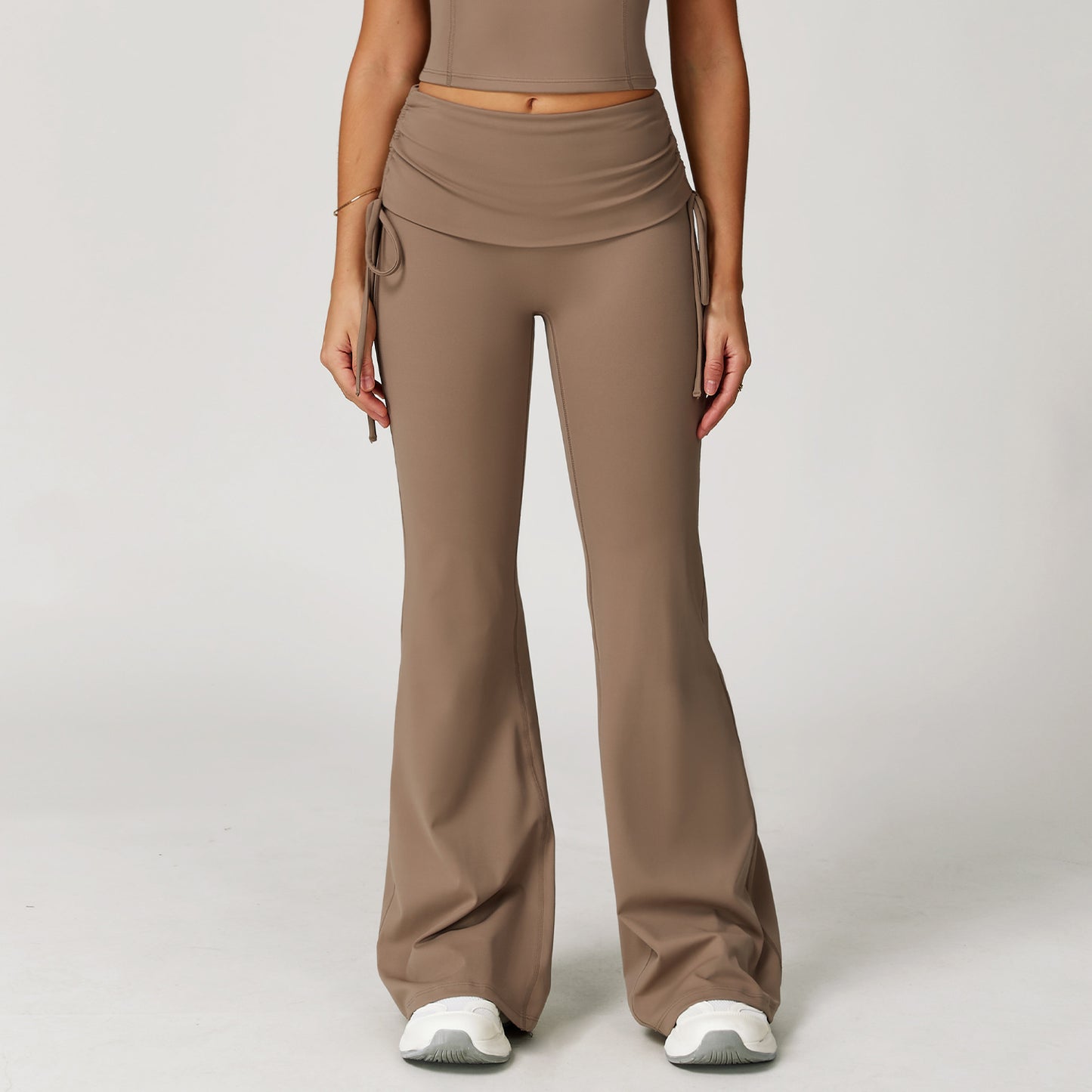Fold High Waist Flared Pants Nude Feel Wide Leg Slimming Trousers Women