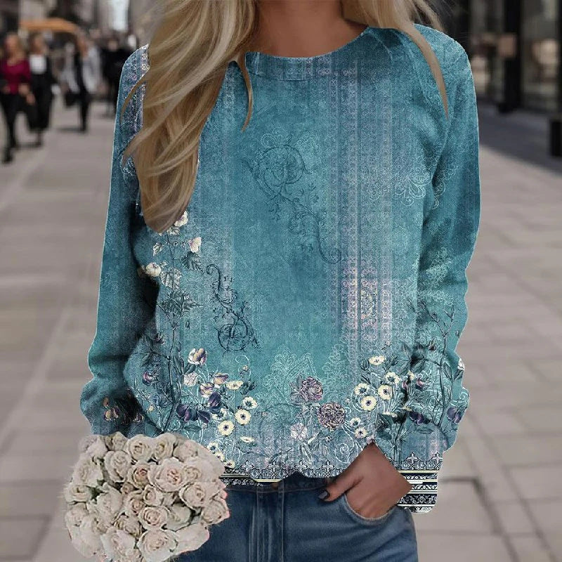 Women's Fashion 3D Casual Round Neck Sweater Baggy Coat