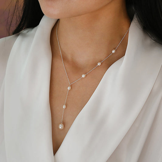 Freshwater Pearl Necklace 925 Silver Design Sense Senior Light Luxury