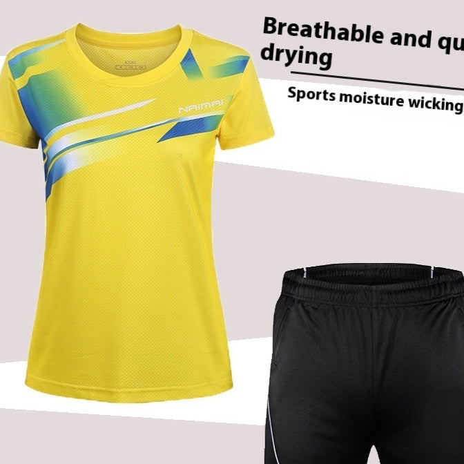 Badminton Suit Set Summer Short Sleeved Top Men's And Women's Lapel