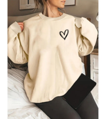 Heart Shape Printed Drop-shoulder Sweatshirt