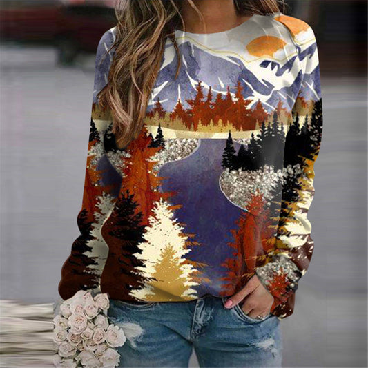 Women's Fashion 3D Casual Round Neck Sweater Baggy Coat