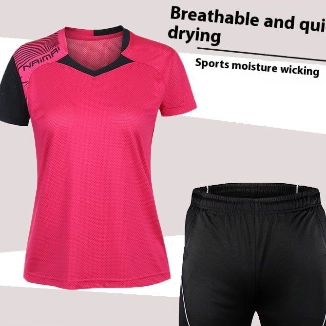Badminton Suit Set Summer Short Sleeved Top Men's And Women's Lapel