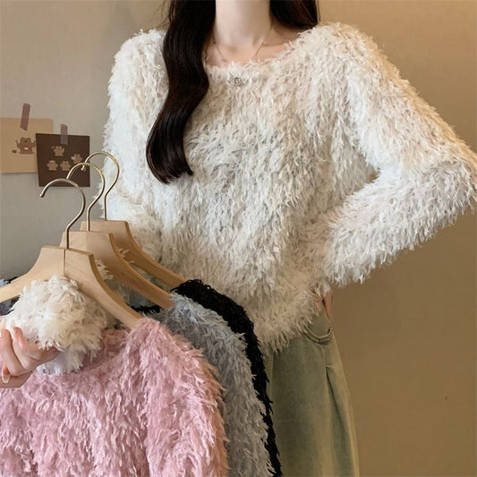 Loose All-match Round Neck Women's Long-sleeved Sweater