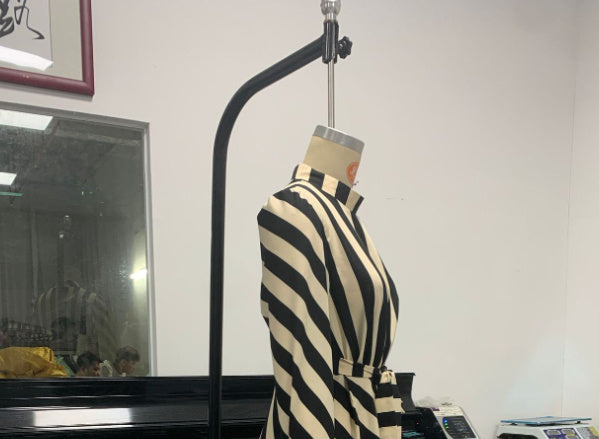Elegant Long Sleeve Striped Long Large Hem Dress