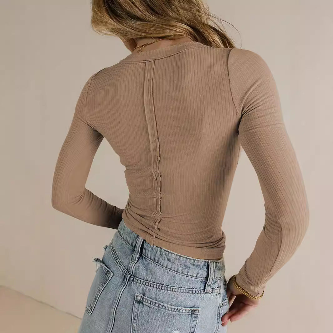 European And American Y2g Autumn Women's Bottoming Shirt Slim Shoulder Top