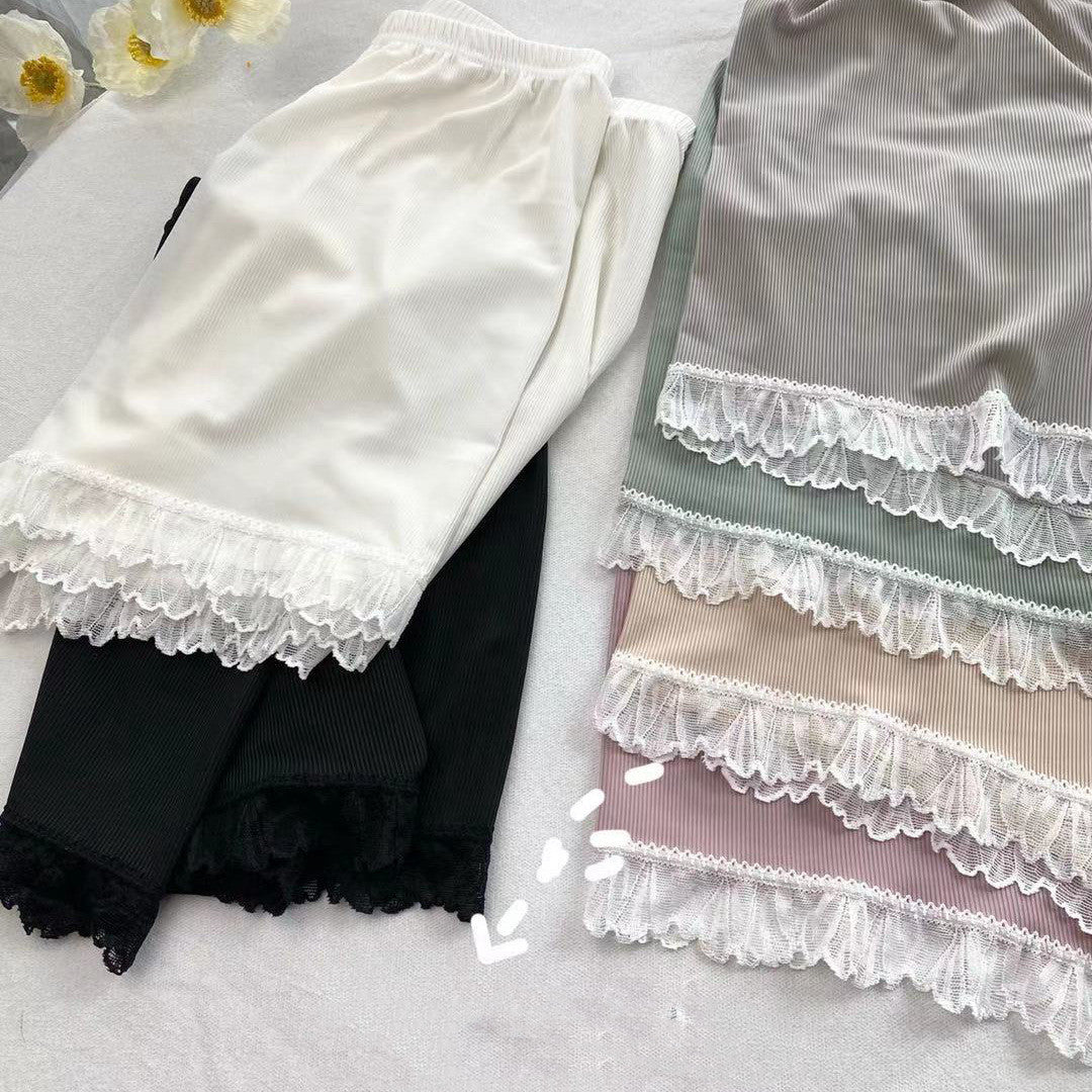 Summer New Style Outer Wear Loose Ladies Ice Silk Lace Safety Pants Women