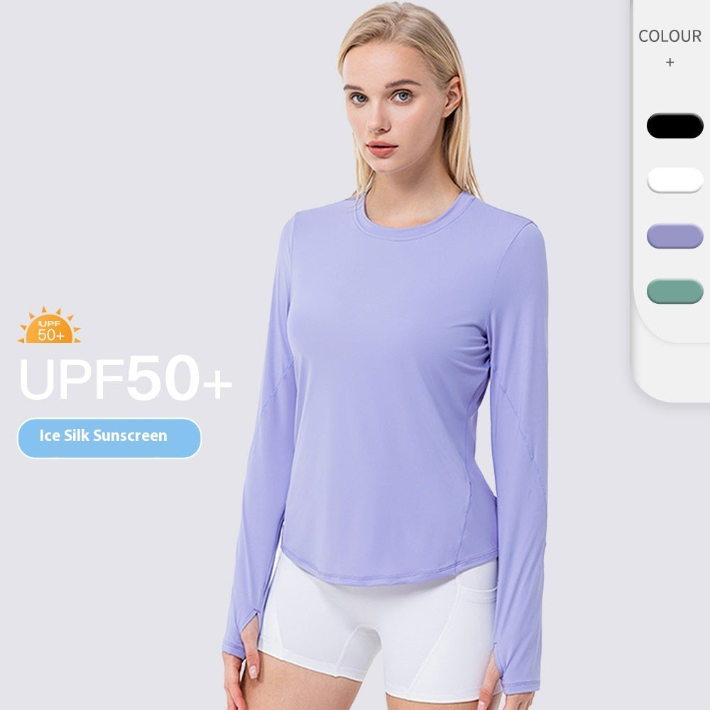 Women's Ice Silk Sun Protection Sports Long Sleeve Running Fitness