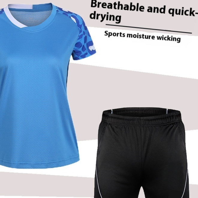Badminton Suit Set Summer Short Sleeved Top Men's And Women's Lapel