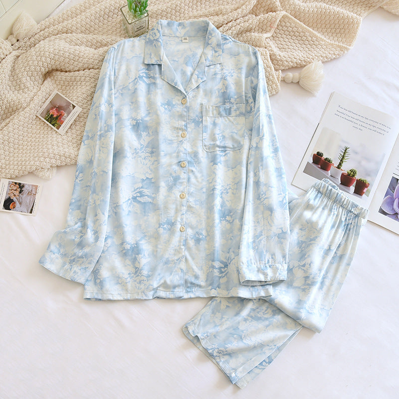 Elegant Ink Painting Long Sleeve Trousers Suit
