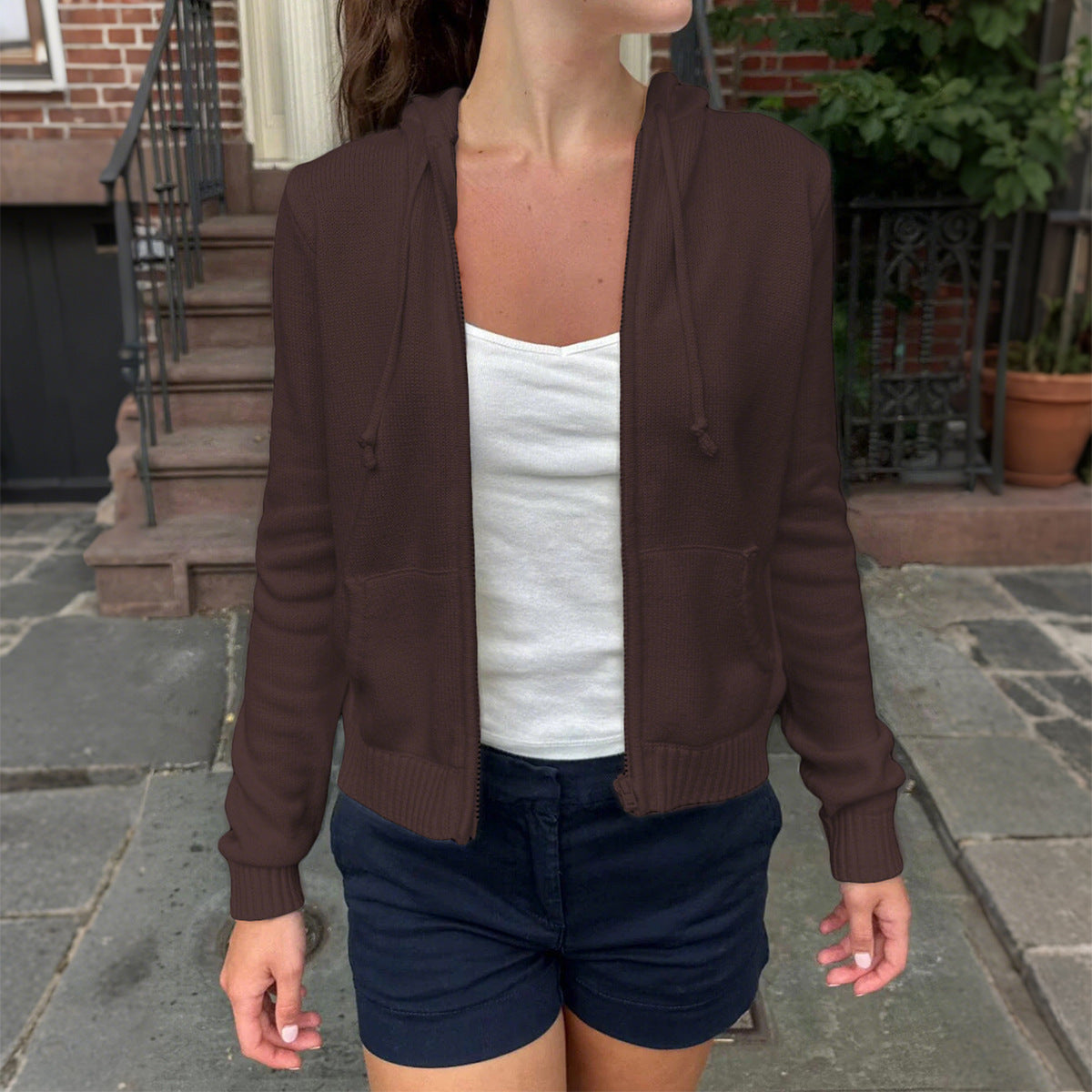 Minimalist Long Sleeve Solid Color Coat Woolen Women's Clothing