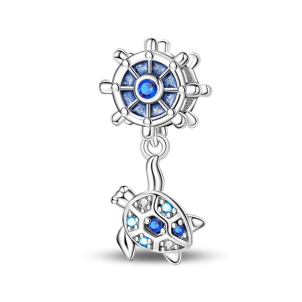 925 Sterling Silver Charm Ocean Starfish Crab Turtle Crystal Flower Bead Charm
