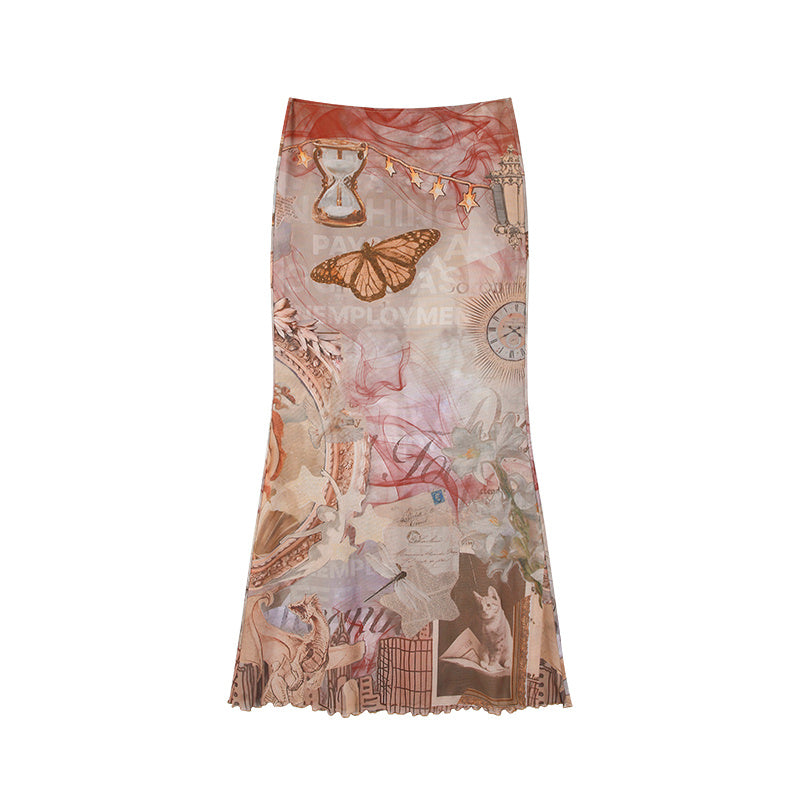 Printing Skirt Women's Summer Fishtail Length Skirt