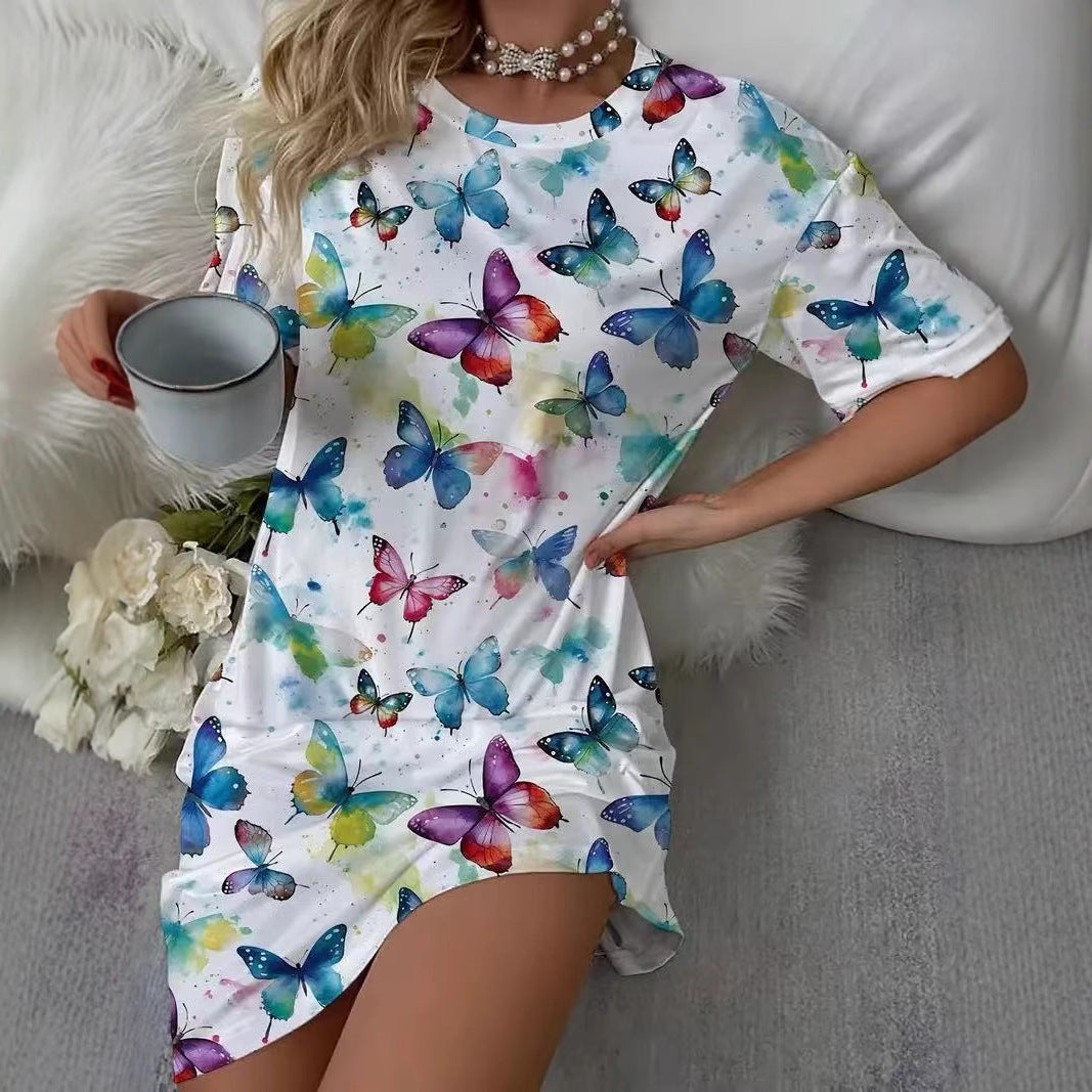 European And American Short-sleeved Skirt Loose Dress