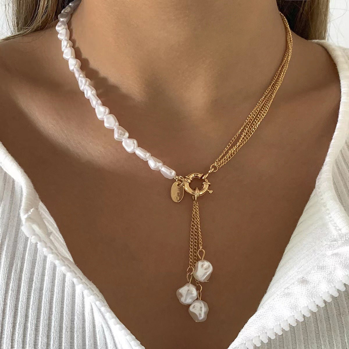 Baroque Shaped Pearl Necklace Creative