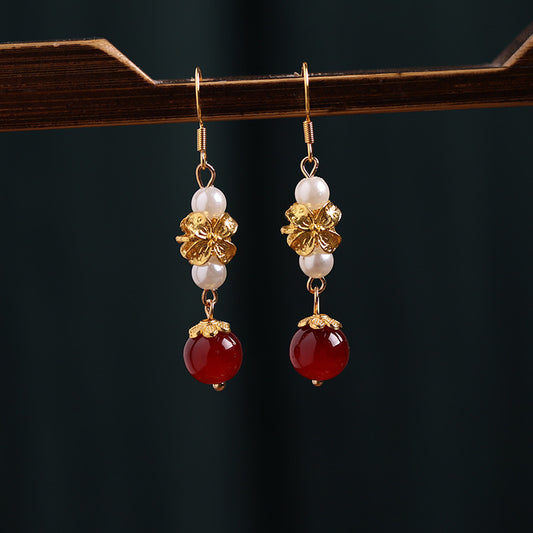 Vintage Court Style National Han Cheongsam Antique Earrings