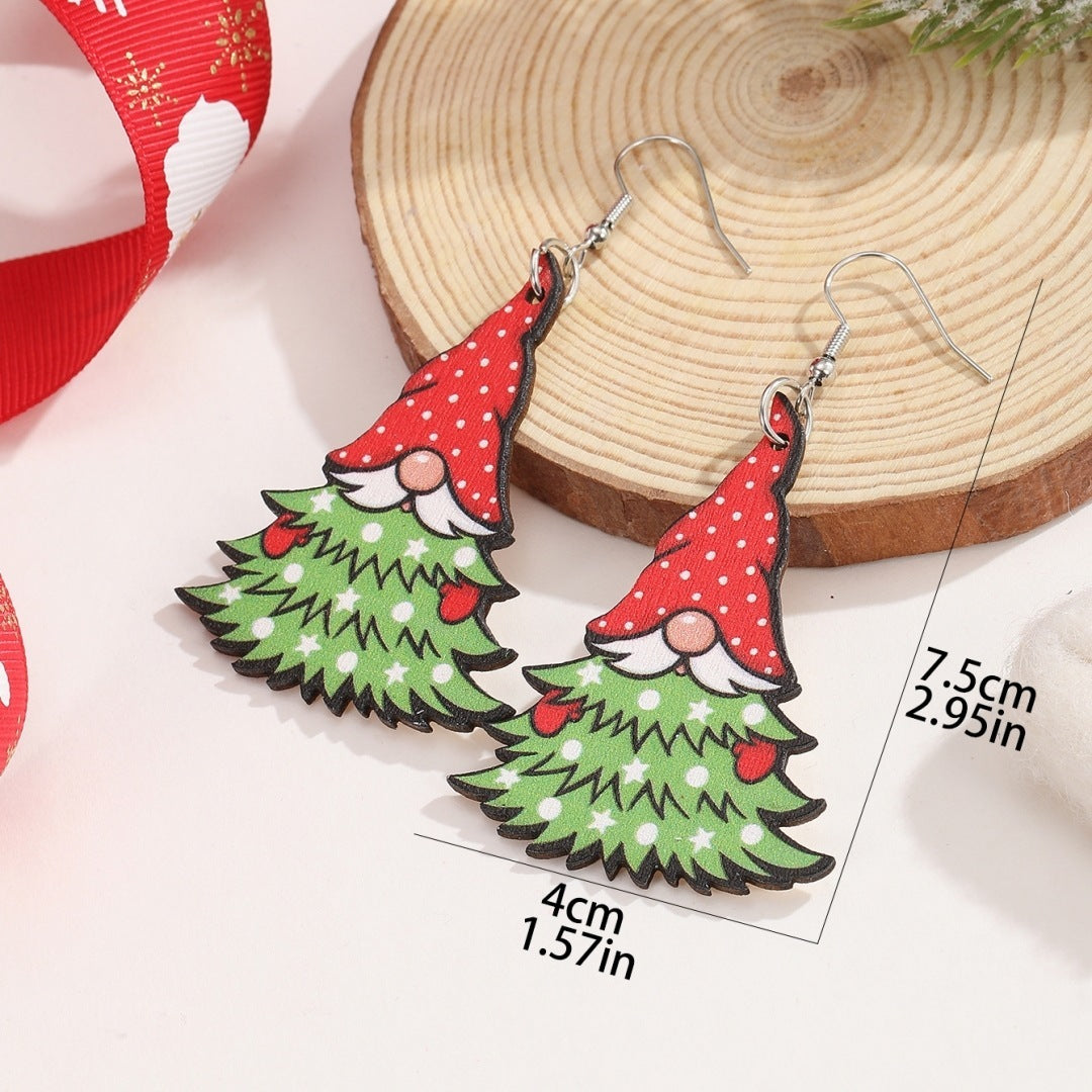 Women's All-match Creative Christmas Wooden Earrings