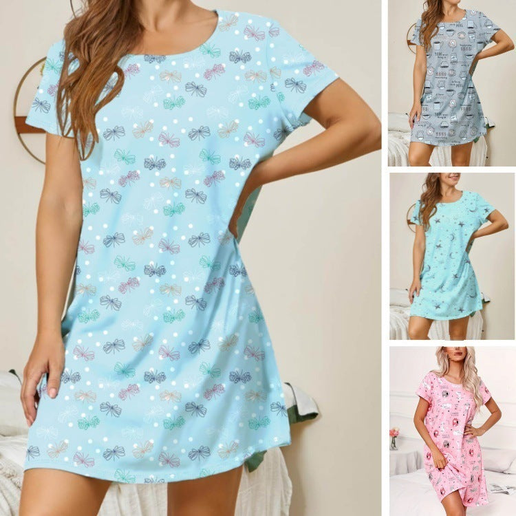 Home Crew Neck Casual Printing Dress