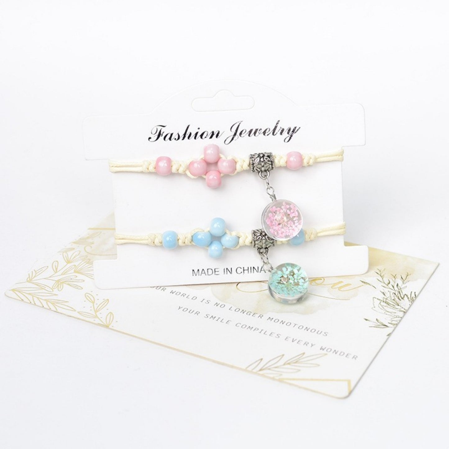 Glass Dried Flower Bracelet Real Flower Lace Flower