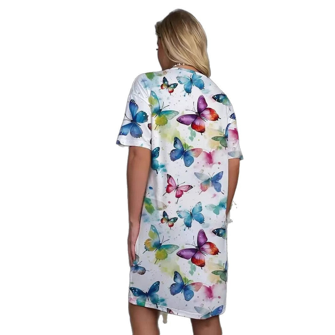European And American Short-sleeved Skirt Loose Dress