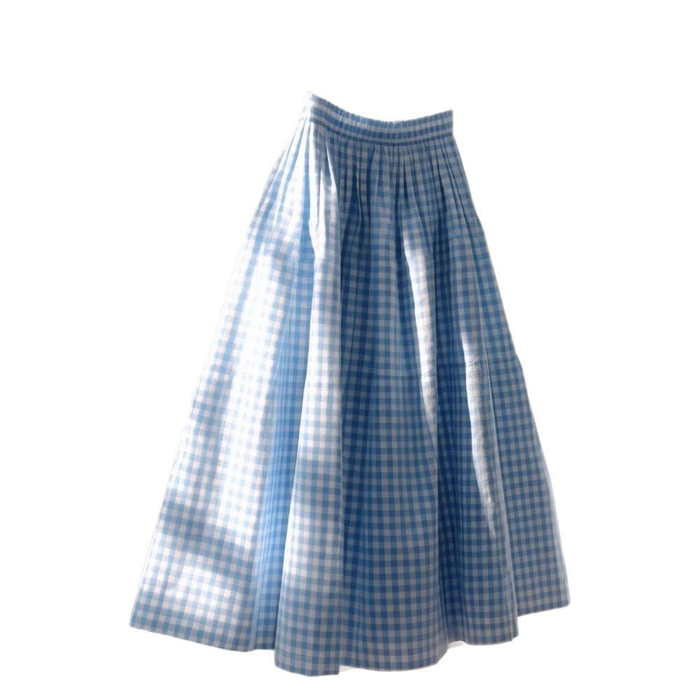 Women's Versatile French High Waisted A-line Plaid Linen Skirt