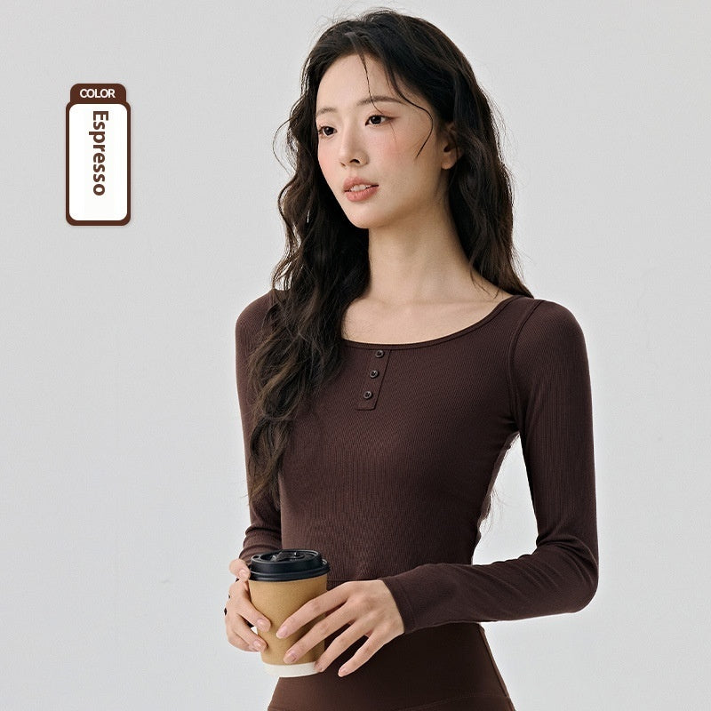 Solid Color Short Long Sleeve Yoga Wear Top Skinny Slimming Running Fitness
