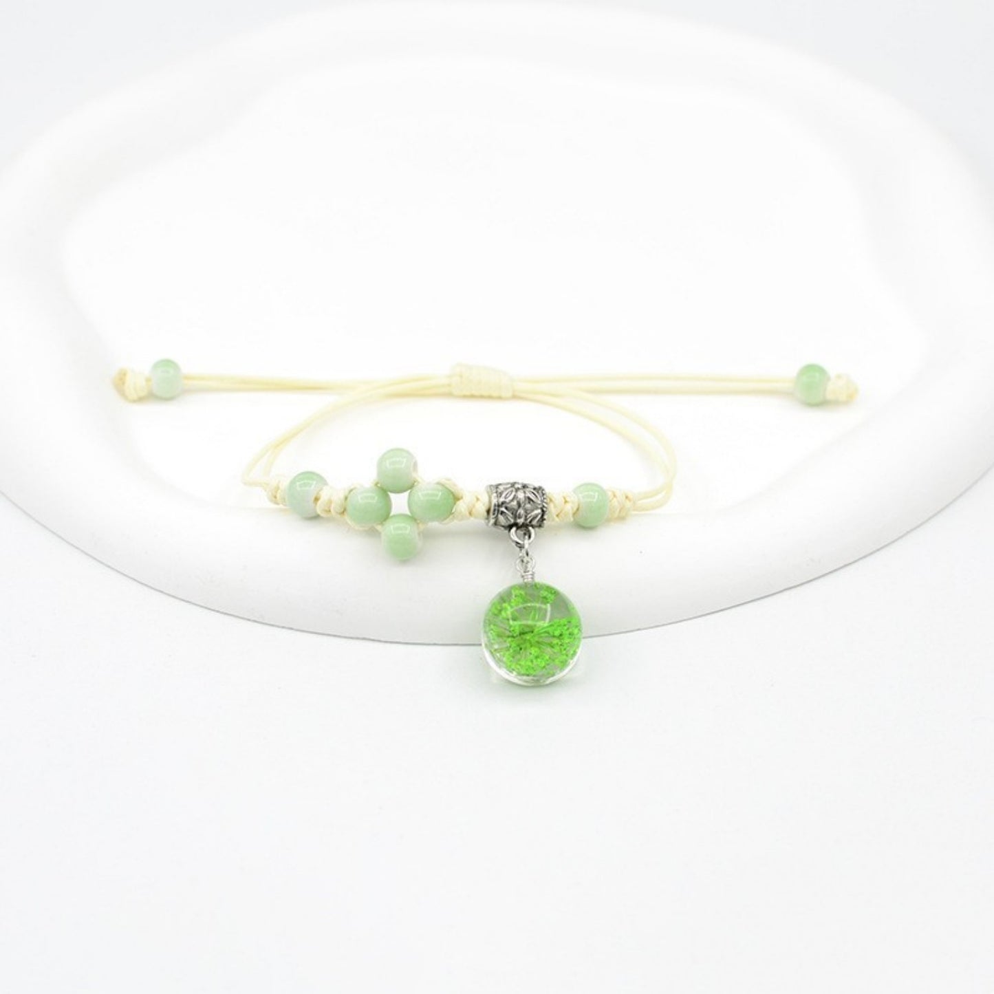 Glass Dried Flower Bracelet Real Flower Lace Flower