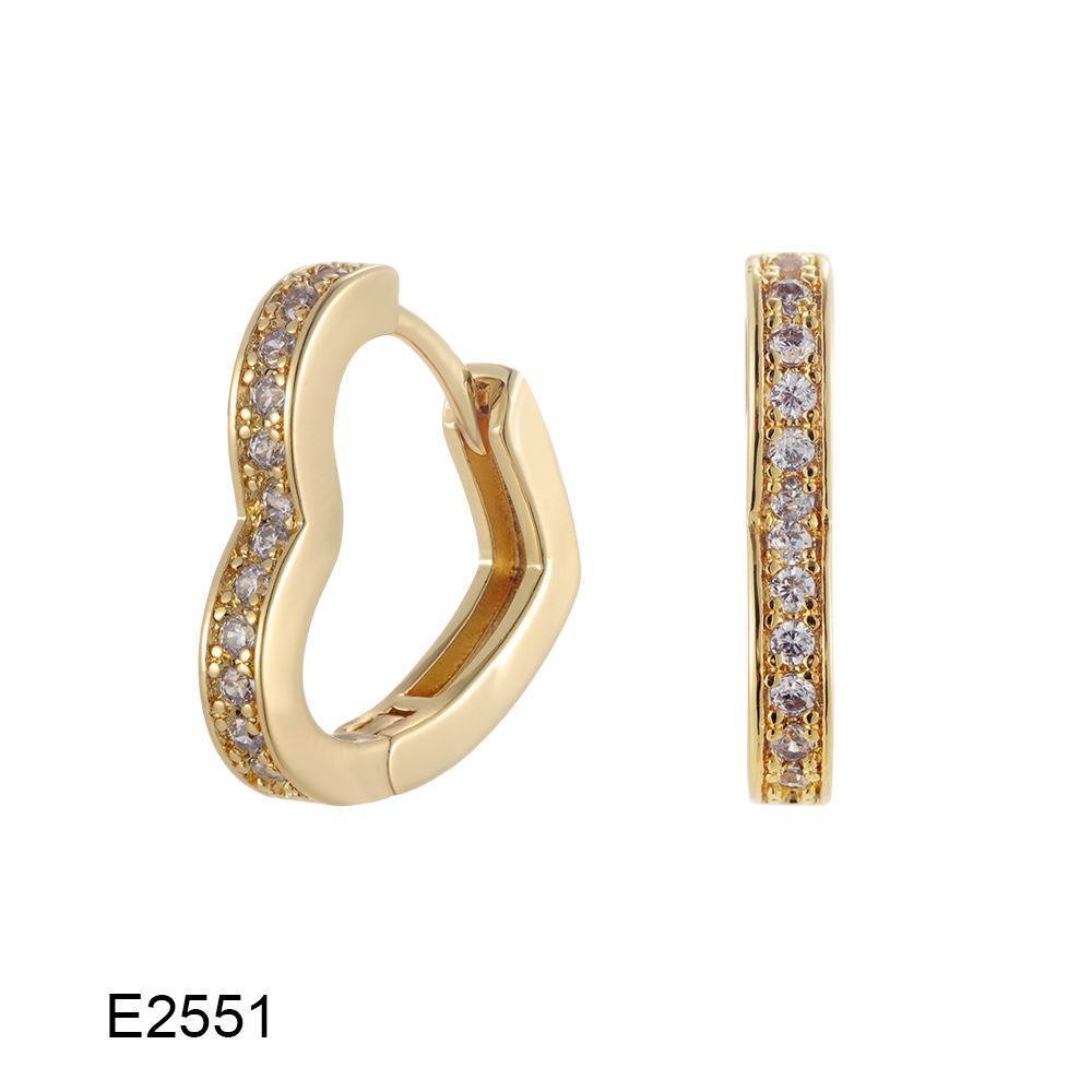 Brass Gold Plated Simple Zircon Ear Clip Earrings