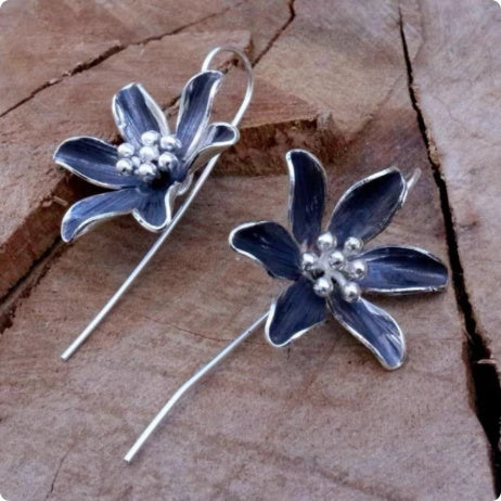 Retro Purple Flower Temperament Alloy Simple Earrings