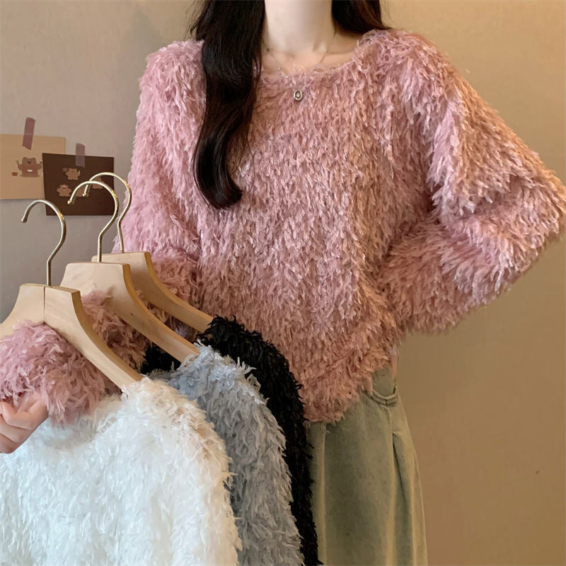 Loose All-match Round Neck Women's Long-sleeved Sweater