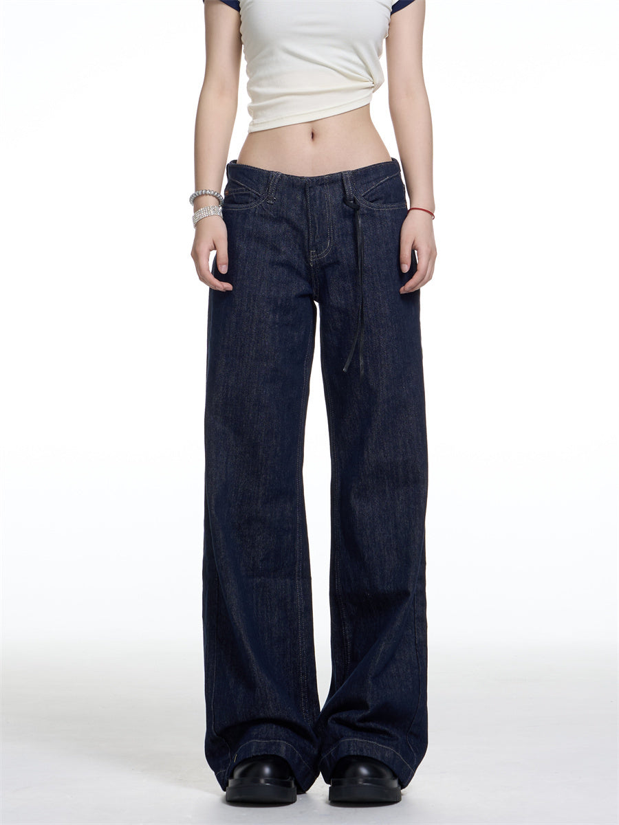 American Retro Washed Worn Jeans Women's Loose Straight