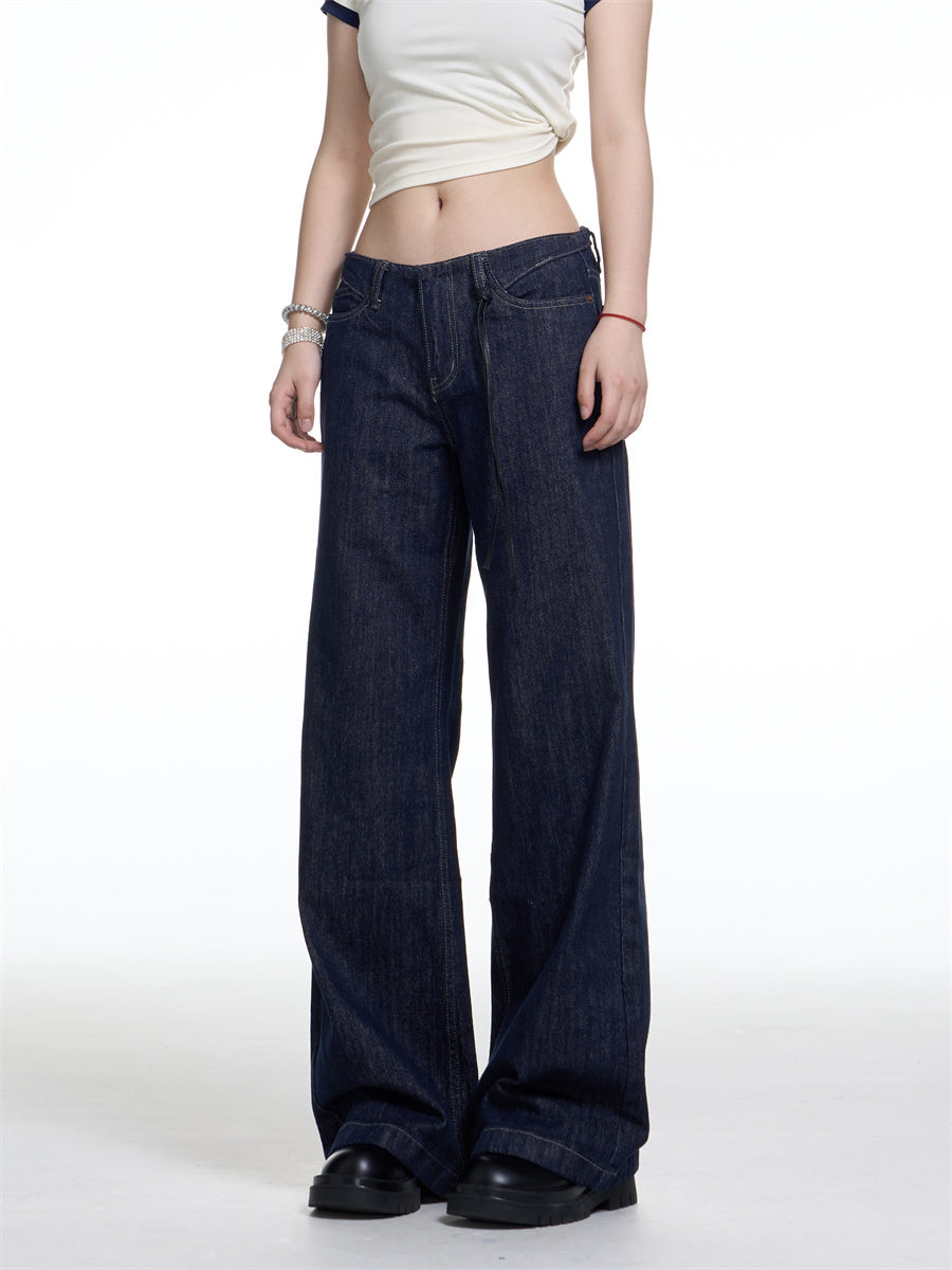 American Retro Washed Worn Jeans Women's Loose Straight