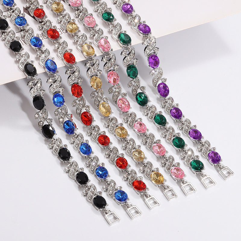 Rainbow Color Cross-shaped Jewelry Zircon Bracelet