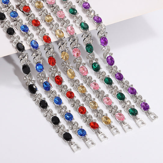 Rainbow Color Cross-shaped Jewelry Zircon Bracelet
