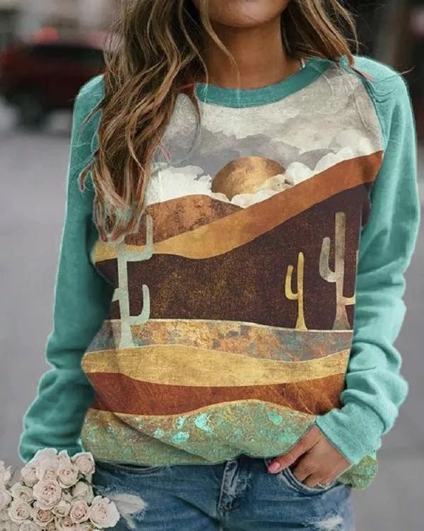 Women's Fashion 3D Casual Round Neck Sweater Baggy Coat
