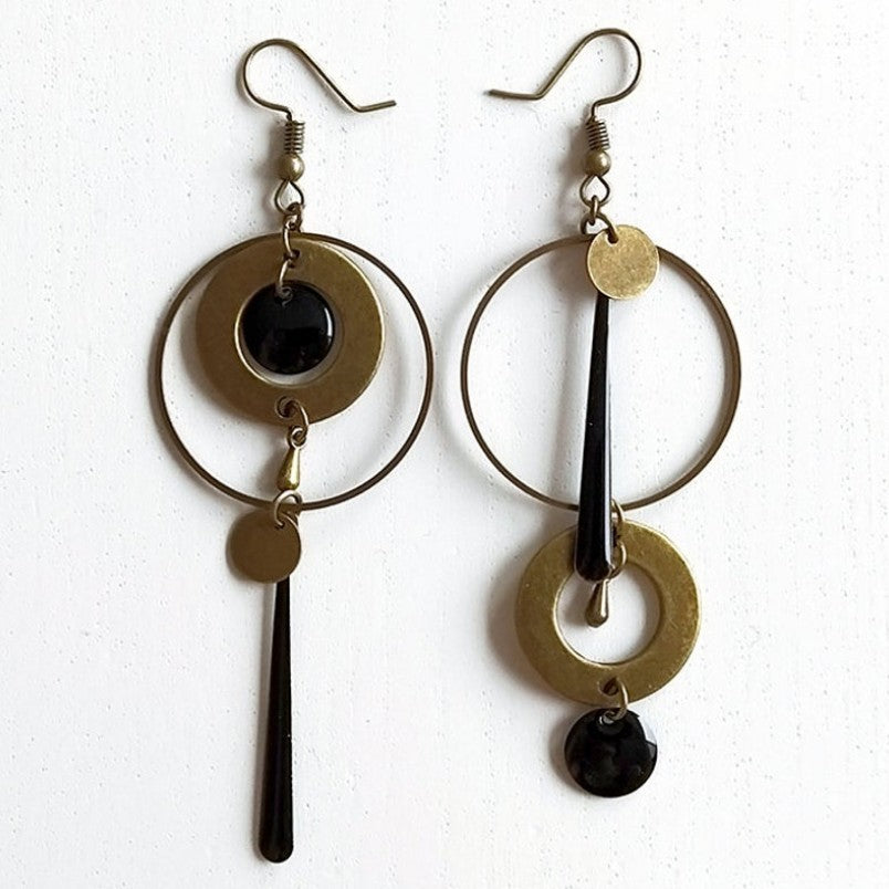 Cross-border European And American Style Asymmetric Personality Geometry Round Ring Earrings